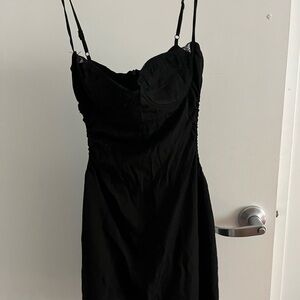 Elegant Black Dress with Spaghetti Straps